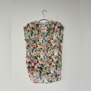 Sunny Girl Multicolor Floral High-Low V-Neck Blouse